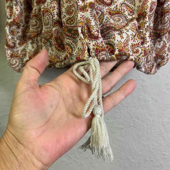 DENIM & SUPPLY Ralph Lauren Blouse Top Paisley Boho Rope Tie Neck‎ & Waist - Picture 8 of 12